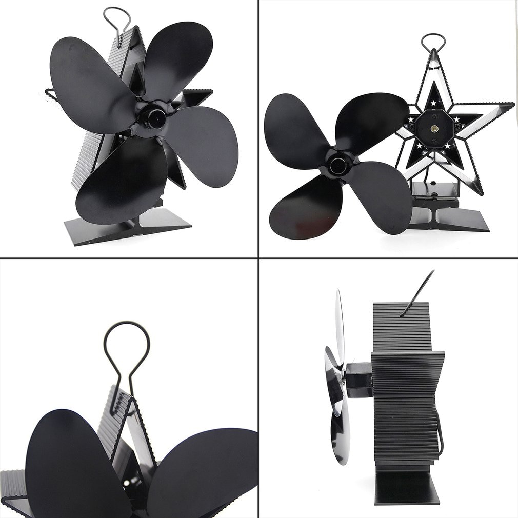 Thermal Power Fireplace Fan Heat Powered Wood Stove Fan Log Wood Burner Ecofan Four-leaf Fans Efficient Heat Distribution