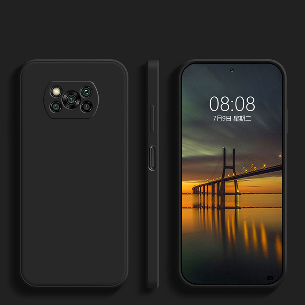 Luxo original caso de telefone de silicone líquido para xiaomi poco x3 x 3 pro nfc x3pro pocox3 pro casos macios para poco x3 pro capa traseira: silício / Preto