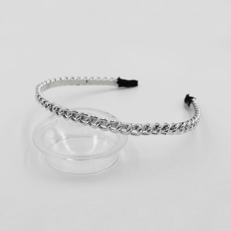 Goud Zilver Metalen Ketting Hoofdbanden Voor Vrouwen Legering Punk Stlye Haarbanden Mode Hoofd Wrap Dun Haar Hoepel Dagelijkse Haar Accessoires