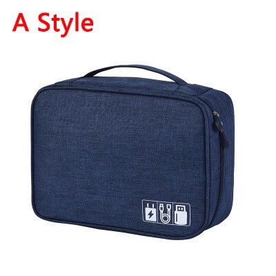 Waterproof Wires Cable Travel Accessories Power Organizer Portable Charger USB Digital Digital Bag Electronic Gadget Storage Bag: A Style Deep Blue