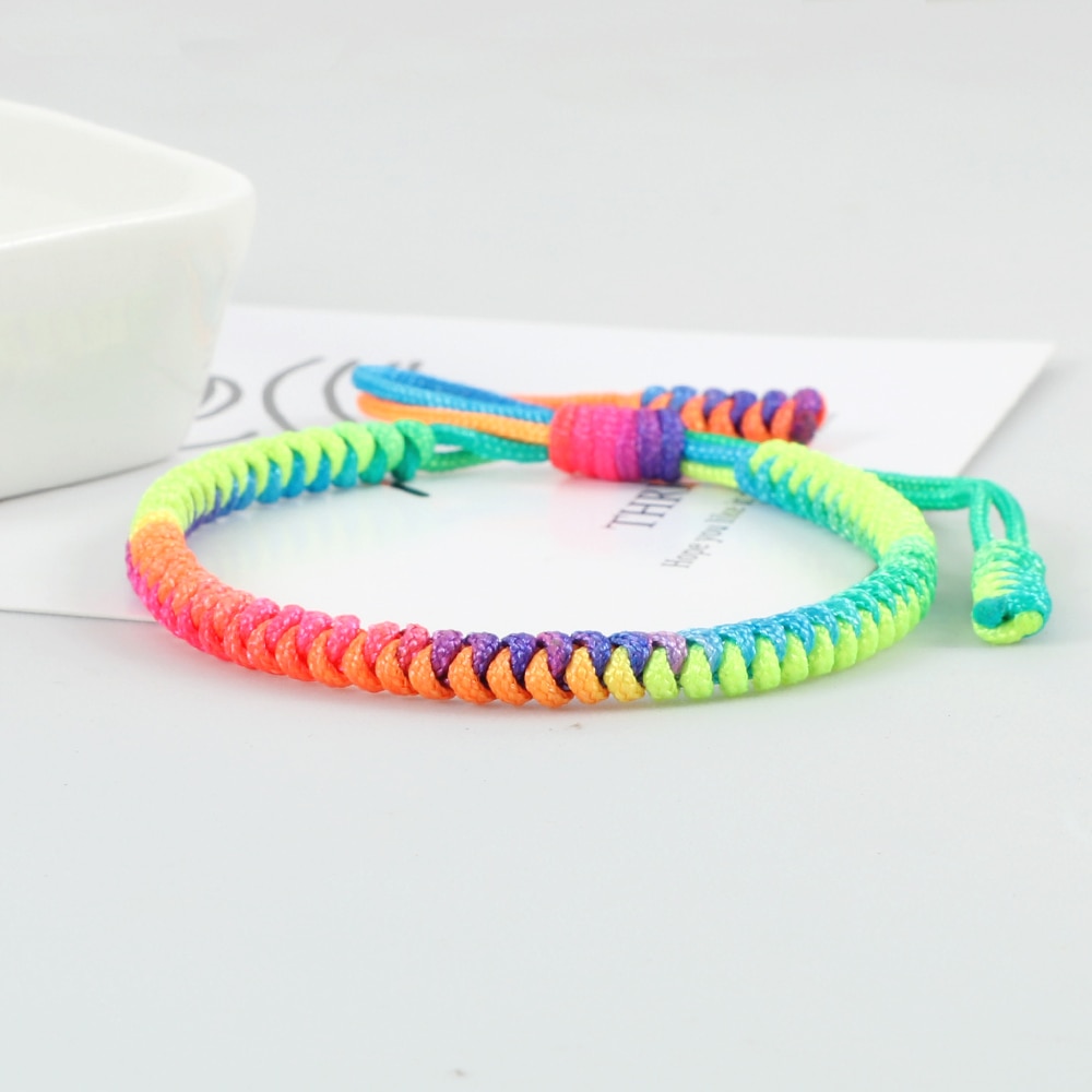 Arc-en-ciel tressé Bracelet lesbiennes Gay dégradé couleur corde chaîne LGBT fierté Bracelets pour hommes femmes filles Simple bijoux