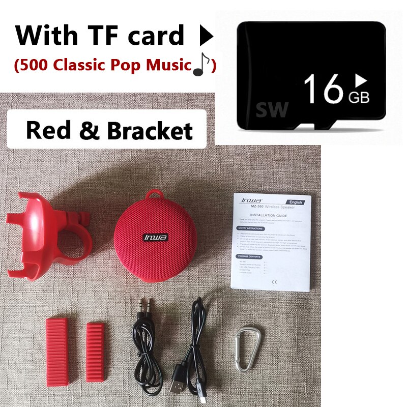 Riding bluetooth speaker outdoor portable sound column IPX7 waterproof music center subwoofer hands-free call with TF card AUX: Red with TF card