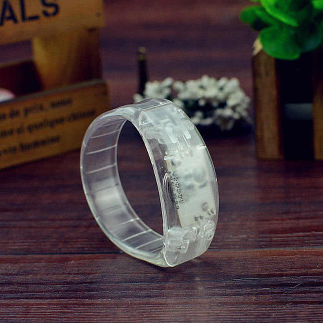 Glow LED Light Up Wristband Voice Control Flashing Bracelet Bangle Cheer Props Rave Glow Party Christmas: White