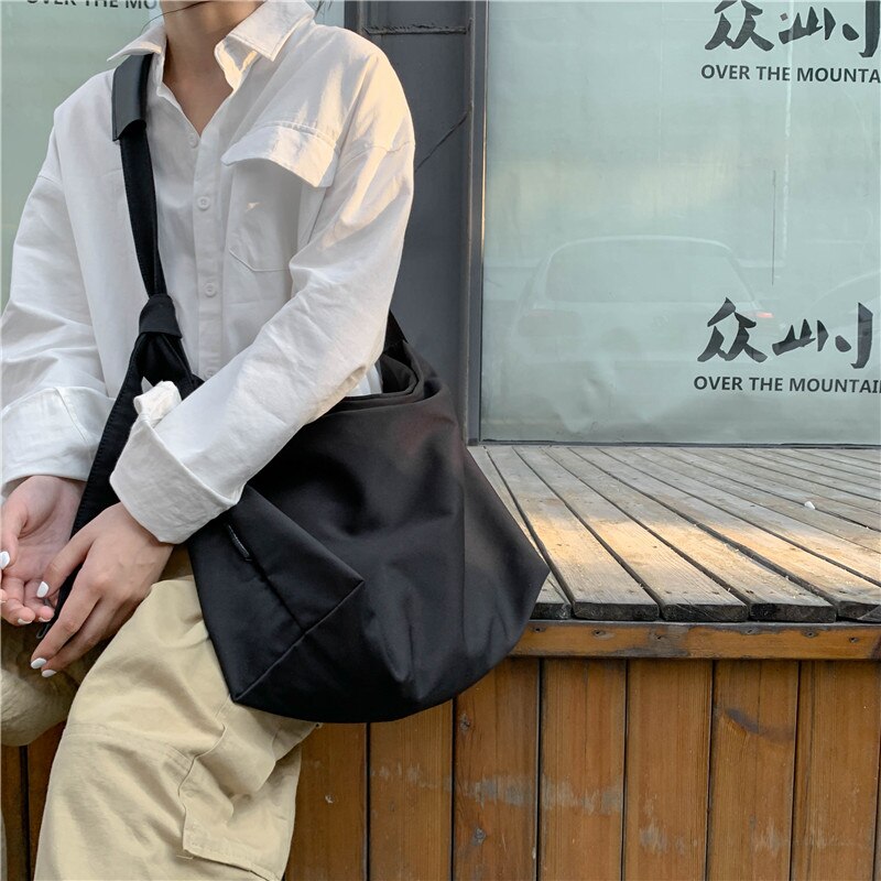 Vrouwen School Messenger Tassen Voor Vrouwen Schouder Dames Handtas Solid Grote Capaciteit Nylon Canvas Schoudertas Vrouwelijke Tassen