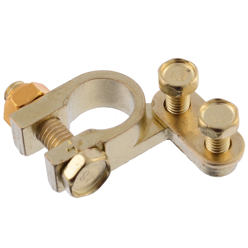 Mayitr 1 Pair 35mm Positive 34mm Negative Car Battery Terminal Gold Plated Universal Auto Metal Battery Terminals