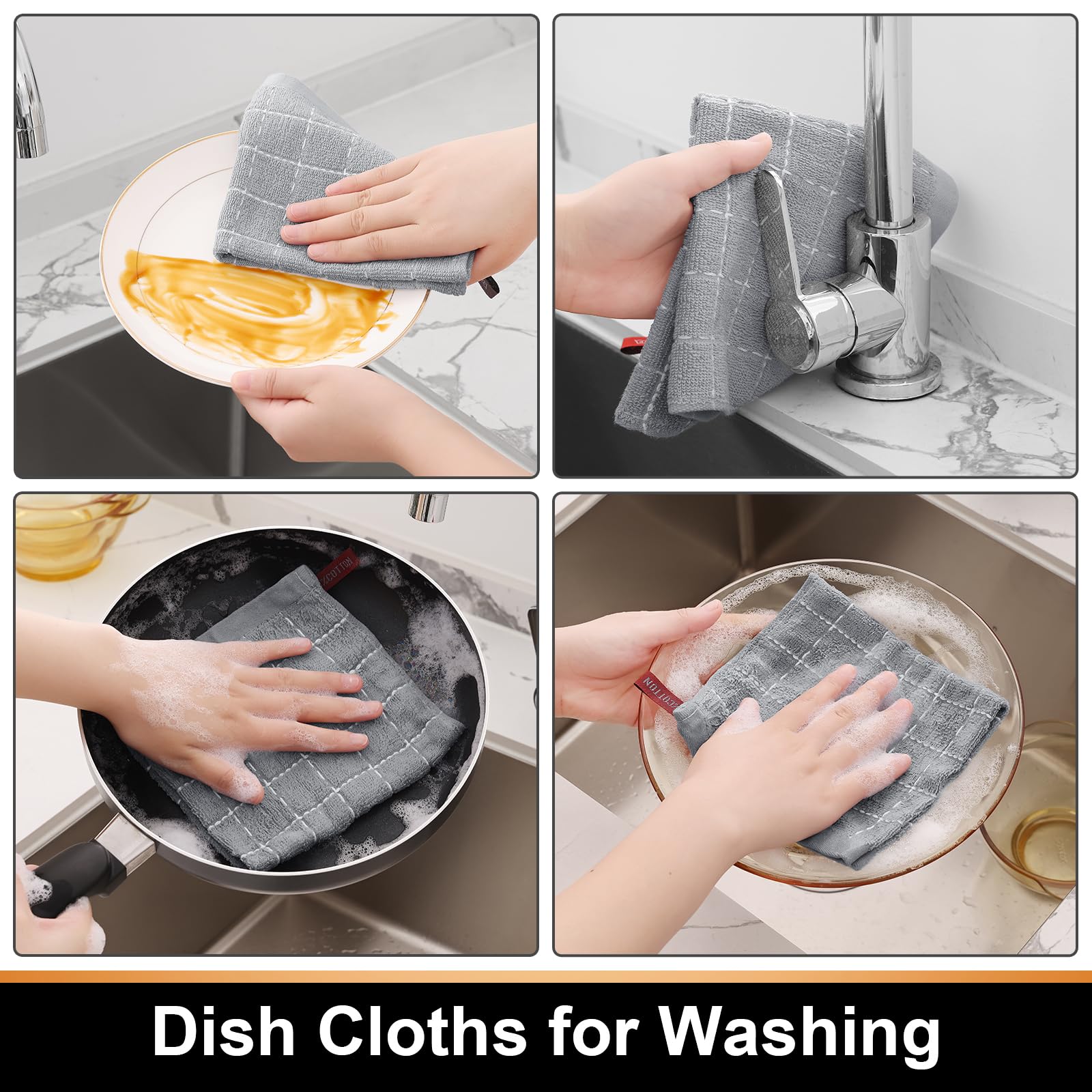 Olanly-toalla de cocina 100% de algodón, paño de limpieza del hogar súper suave y absorbente, trapos para platos diarios reutilizables, paño grueso para platos