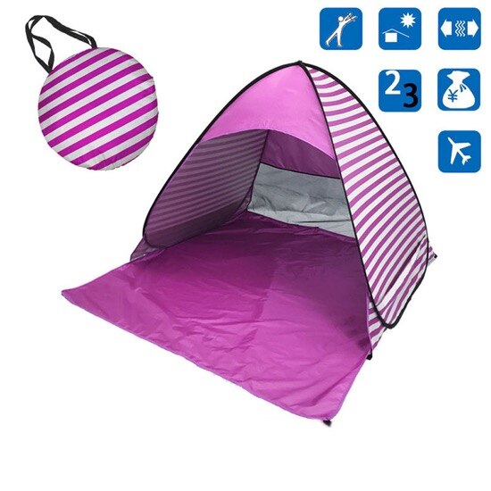 Beach tent boat ultra light folding tent pop-up automatic open tent family travel fish camping shade fishing outdoor ice fishing: Pink stripes