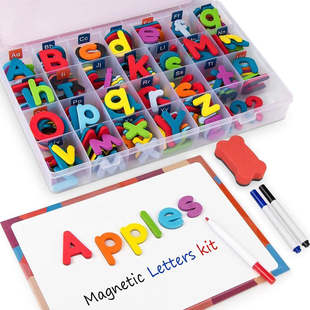 Magnetic Letters 243 Pcs Uppercase Lowercase Foam Alphabet ABC Magnets for Fridge Refrigerator Educational Toys Set