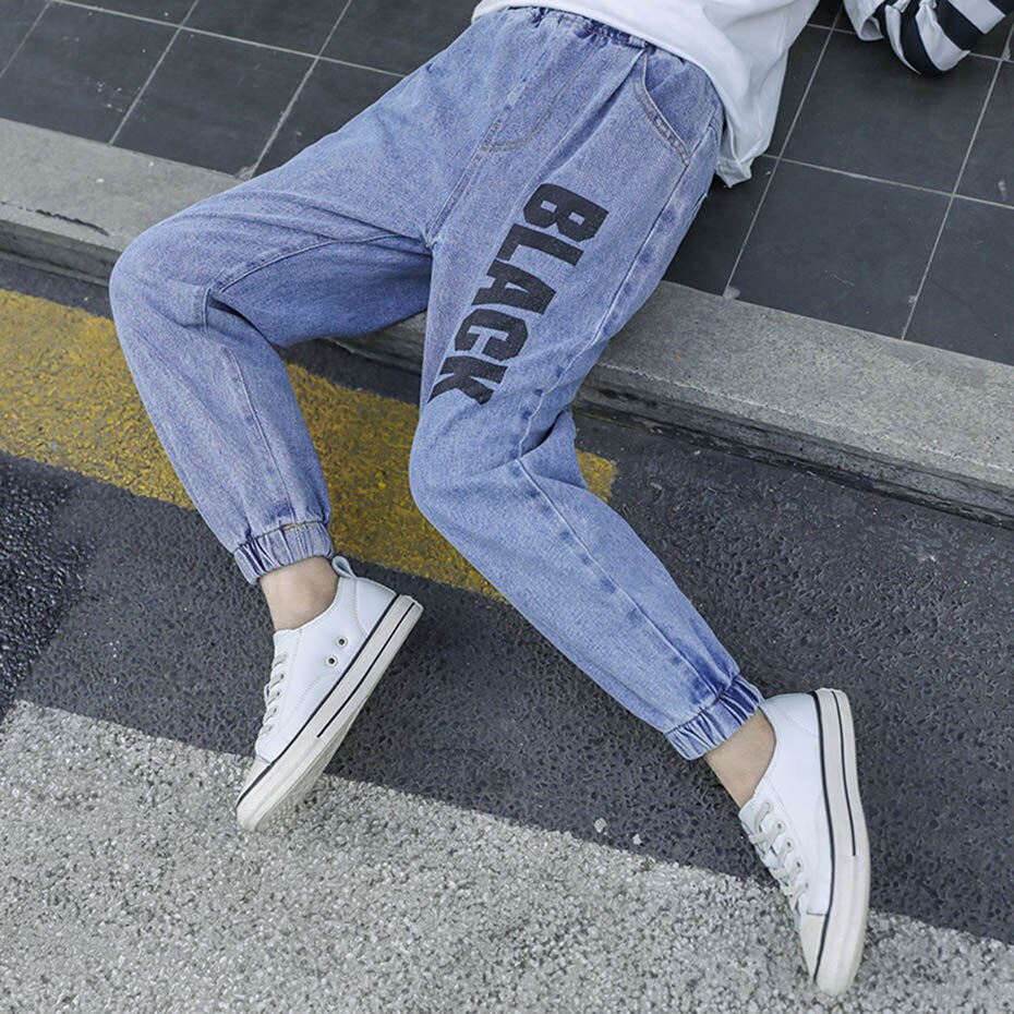 Jeans jente bokstavmønster jeans barn jente fritidsstil barn jeans vår høst klær for jenter 6 8 10 12 14