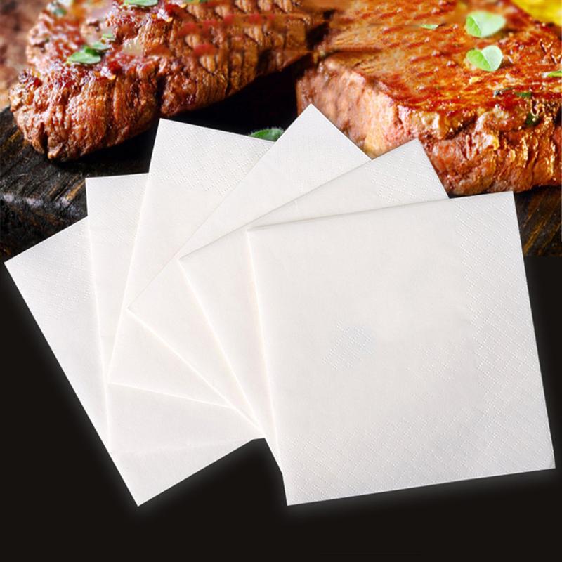 200 Vellen Ruwe Houtpulp Servet Vierkante Embossing Servet Zachte Servetten Levert Wit Gedrukt Tissue voor Hotel Banket Party Gebruik