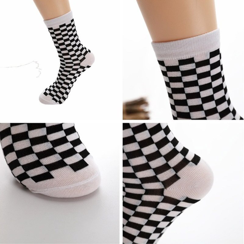 Korea Funky Harajuku Trend Vrouwen Dambord Sokken Geometrische Geruite Sokken Mannen Hip Hop Katoen Unisex Streetwear Sokken