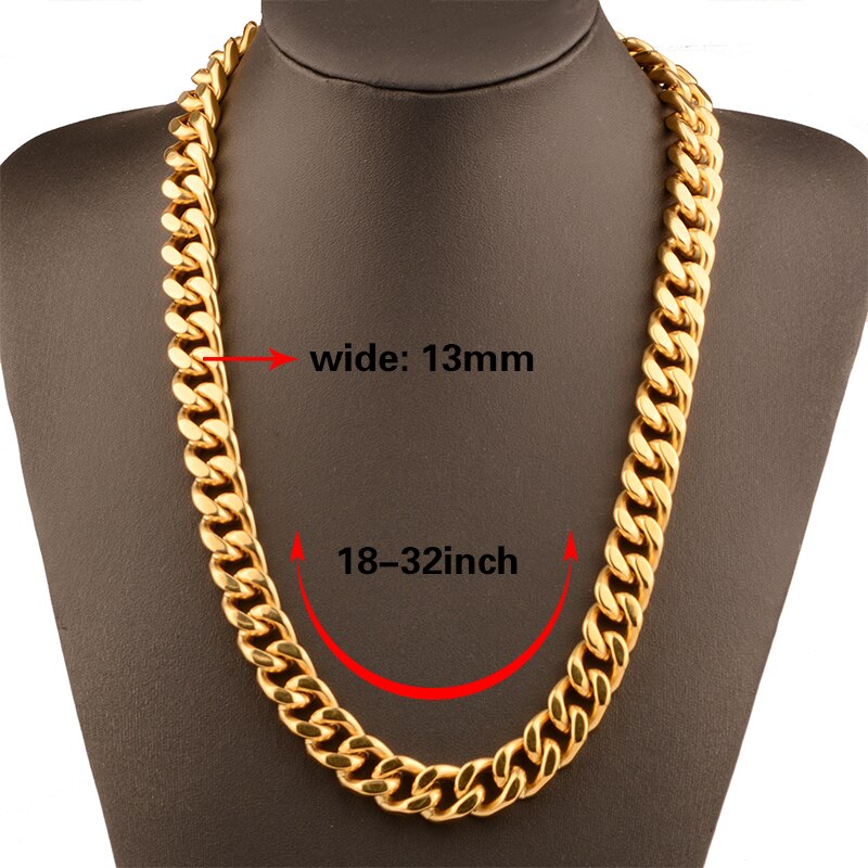 Tiasri 13mm Curb Cuban Link Kette herren Halskette Armband Goth Schmuck Punk Stil Kragen Choker Edelstahl Zubehör