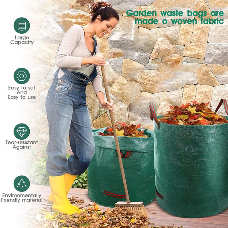 Sac à feuilles de jardin en forêt, 1 pièce, tissu tissé enduit de polypropylène 280L, sac à feuilles mortes, résistant à l'usure, poubelles HWC
