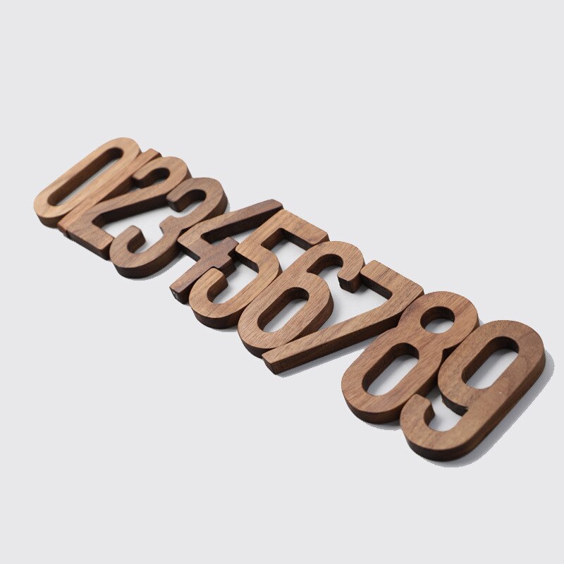 Black Walnut Wooden Numbers 0-9 Solid Wood Craft for DIY Craft House Decoration