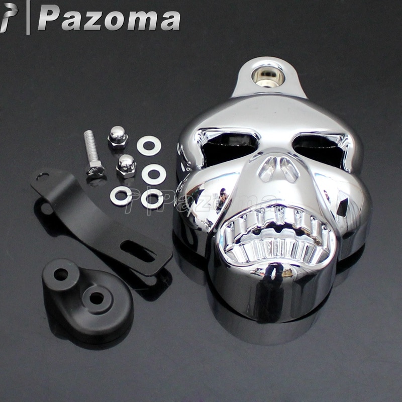 chrom motocykl czaszka róg pokrywa Cowbell dla Harley v-pręt wszystkie modele i Zbiory Cowbell klakson pokrywa 1992-2014
