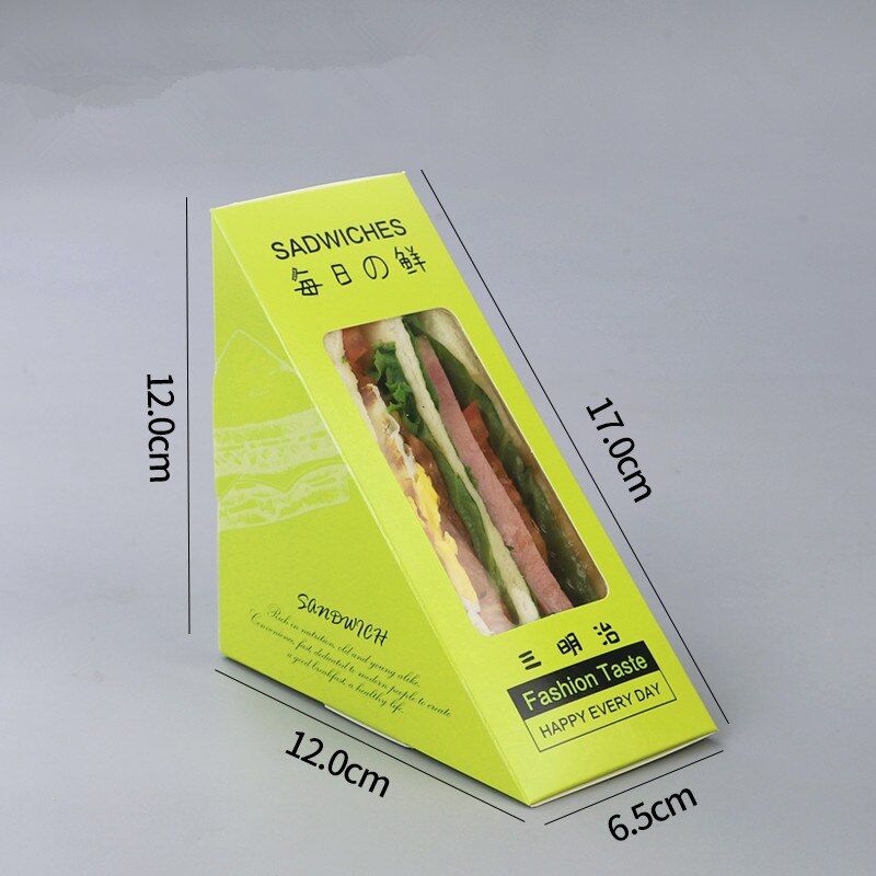 100pcs Sandwich packaging box white card carton baking cake paper box with window picnic party food disposable package
