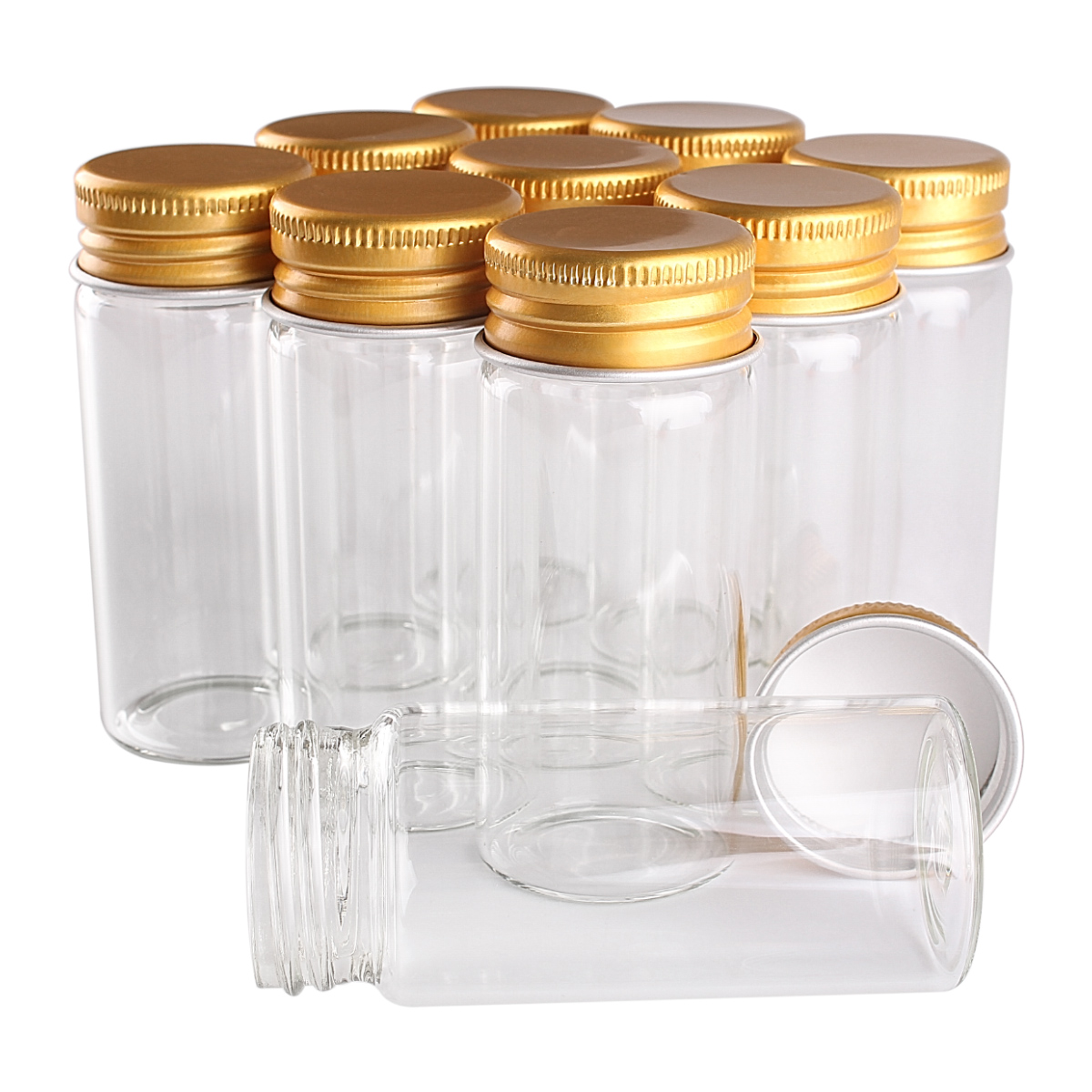 24 stuks 30ml 30*70mm Glazen Flessen met Gouden Aluminium Deksels Glazen Potten Glazen Flesjes voor Bruiloft ambachten