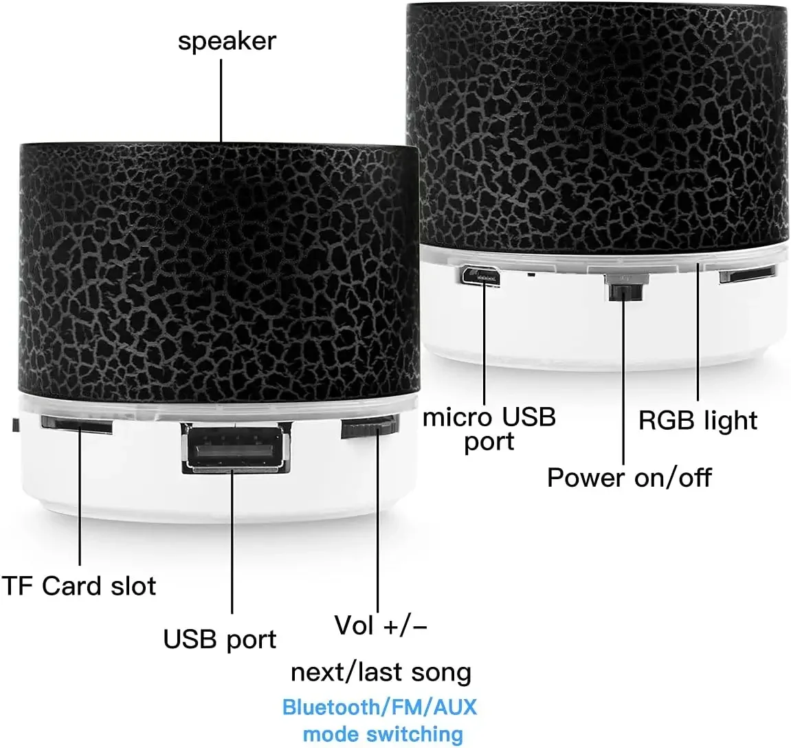2024 neueste neue Mini-Crack Bluetooth Audio tragbare Plug-in Subwoofer Sound LED Licht drahtlose Lautsprecher