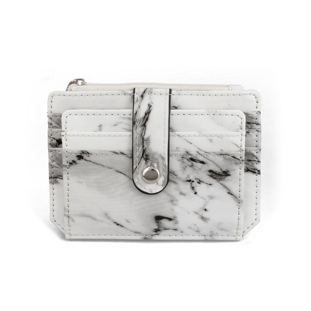 LILY QUEEN Ultra-thin Marble Alligator ID Credit Card Holder Slots Men Women Short Wallet Zipper Coin Pouch Purse: Marble