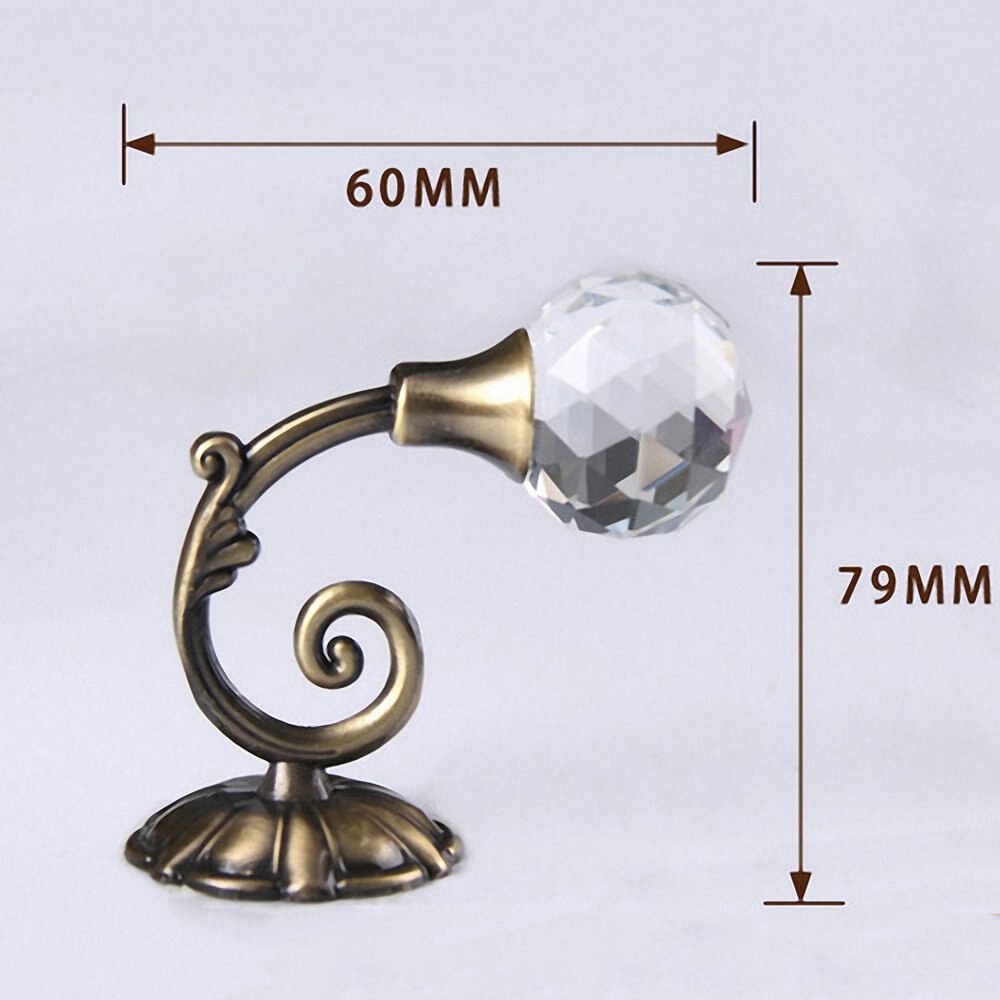 Ganchos grandes de Metal para cortina, ganchos de bola de cristal con borla para pared, soporte de suspensión, varillas de cortina, accesorios de almacenamiento para el hogar, 2 unids/par