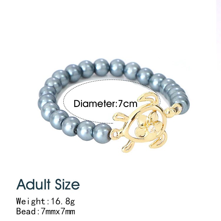 KOMI Adult/Kid Size Polynesian Hawaiian Samoa Marshall Jewelry Imitation Pearls Flower Turtle Seahorse Men Woman Bracelet Bangle: GJZ408 Adult Size