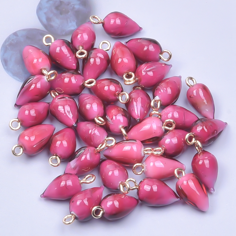 5Pcs/Lot Mix Styles Glass Fruit Strawberry Peach Charms Diy Vegetable Eggplant Sweet Potato Pendant Jewelry Accessories Finding