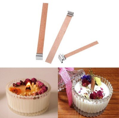 Kreative 10 stücke Holz Docht Kerze, Der Werkzeuge Und Praktische Diy Kerze Holz Docht Mit Eisen Clip Kerzen Lieferungen Machen