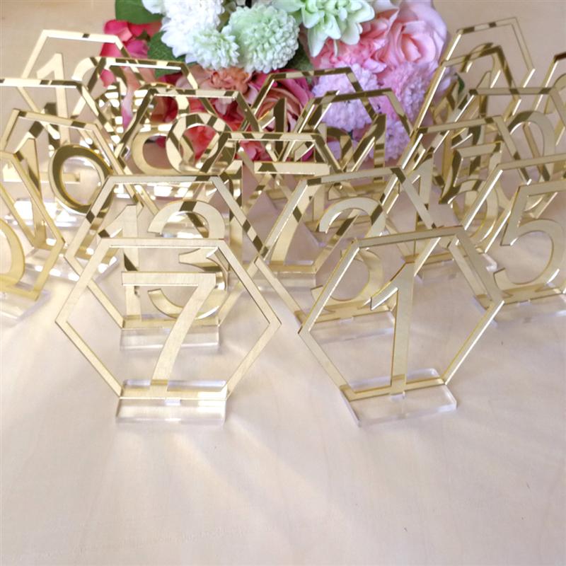 1-20 Wedding Table Numbers Acrylic Mirror Silver Numbers Placeholders Table Stands Cards Numbers Plate Decors For Wedding Party