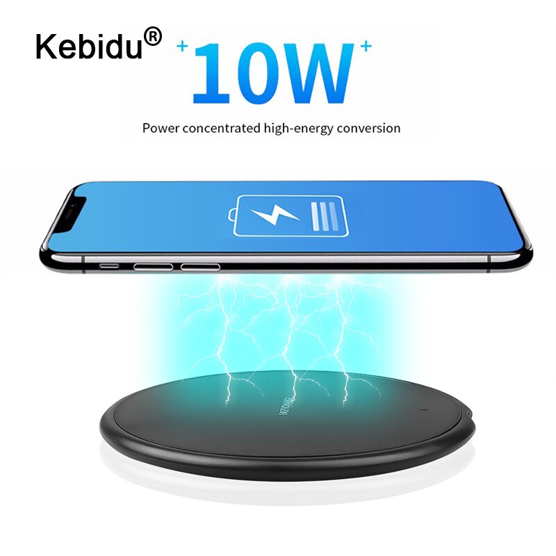 kebidu Qi 10W Fast Wireless Charger For Samsung Galaxy S9/S9+ S8 S7 Note 9 S7 Edge USB Charging Pad for iPhone XS Max XR X 8