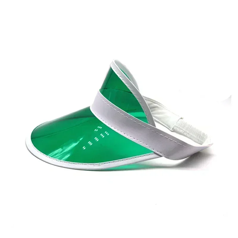 Outdoor Casual Green Color Transparent Anit-uv Plastic Face Sun Shield Hats Sun Visor Hats Golf Cap Rain Hat