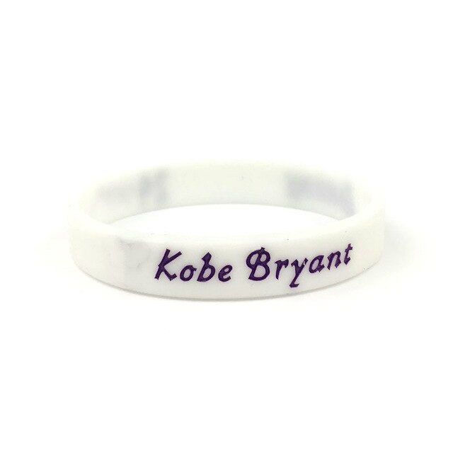 Pulsera deportiva de silicona para baloncesto, brazalete Bryant, pulsera de goma, brazalete de letras conmemorativas, joyería: white B