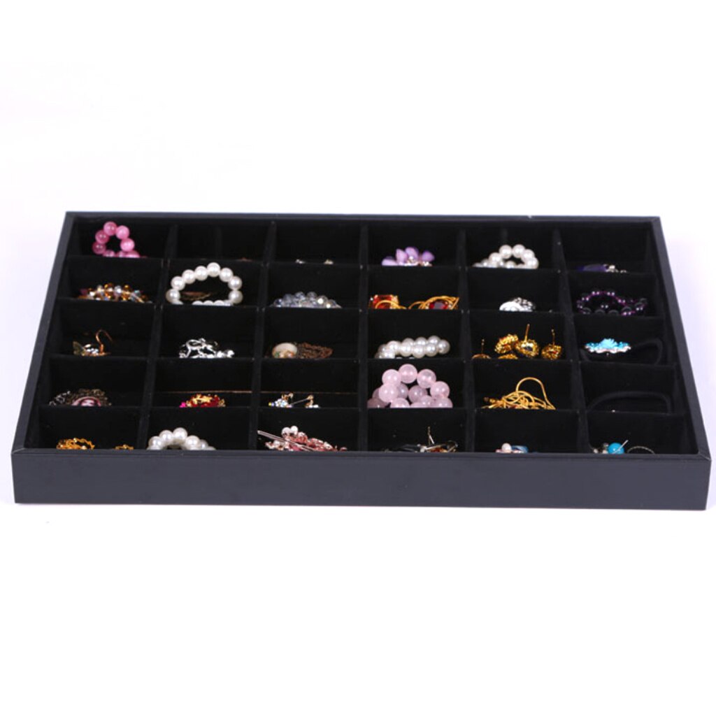 Black Grey Velvet Jewelry Display Tray Earrings Necklace Bracelet Watch Anklet Display