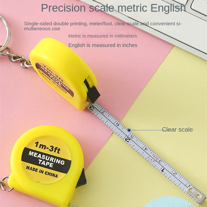 Mini Power Meetlint Sleutelhanger Universele Pull Liniaal Metrisch Meetlint Intrekbaar 1m Meetlint Meter Inch Kleermaker Gereedschap