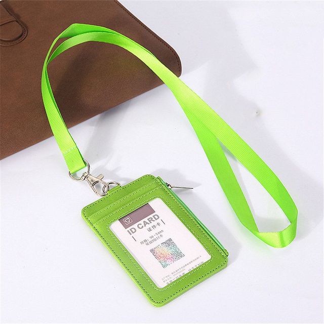 Unisex Solid Color Card Holder Neck Strap with Lanyard Badge Holder Staff Identification Card Bus ID Holders Credit Card Holder: B-green