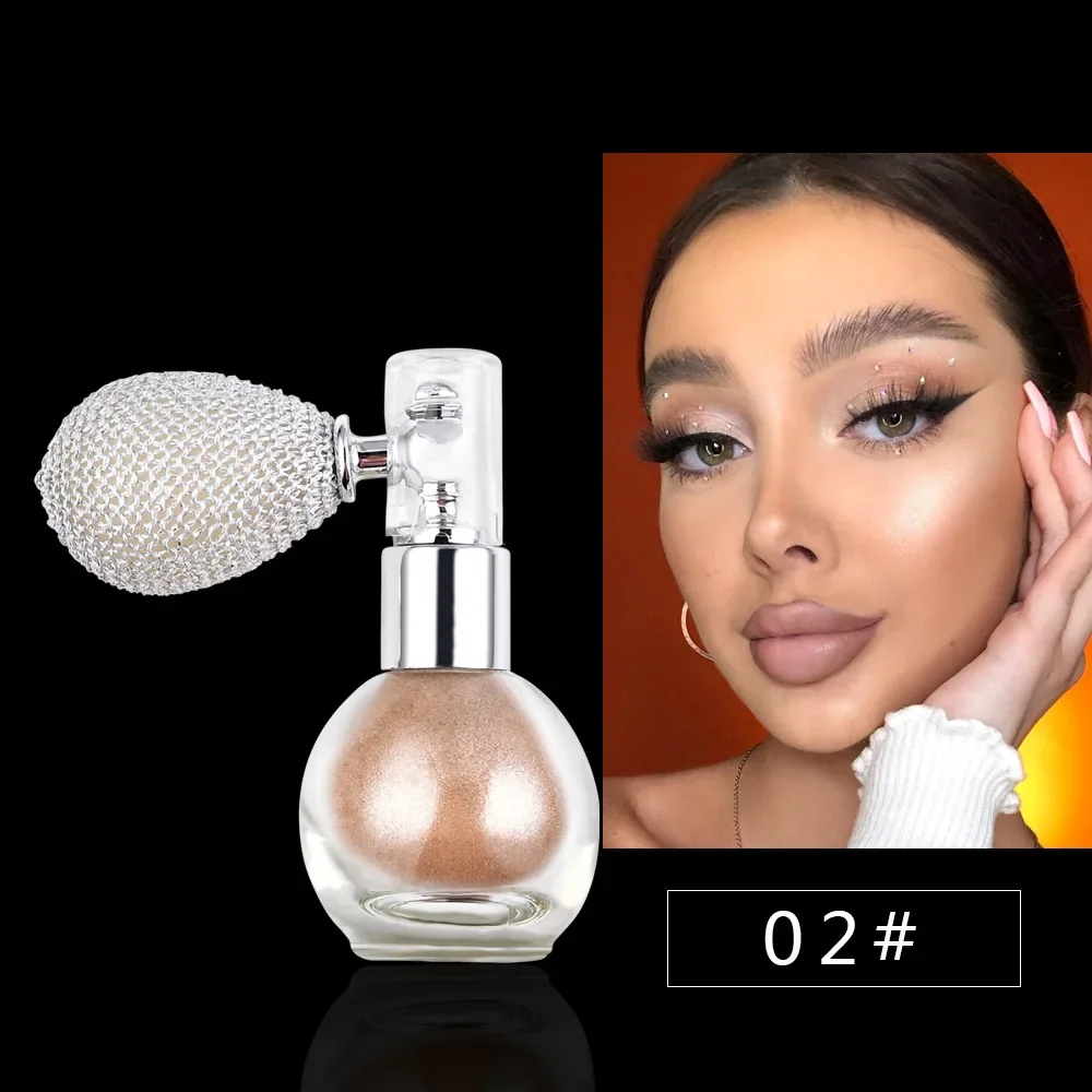 Highlighter Powder Spray Diamond Body Liquid Highlight High Gloss Glitter For Face Body Makeup Shimmer Sparkle Powder Cosmetics: SKY BLUE