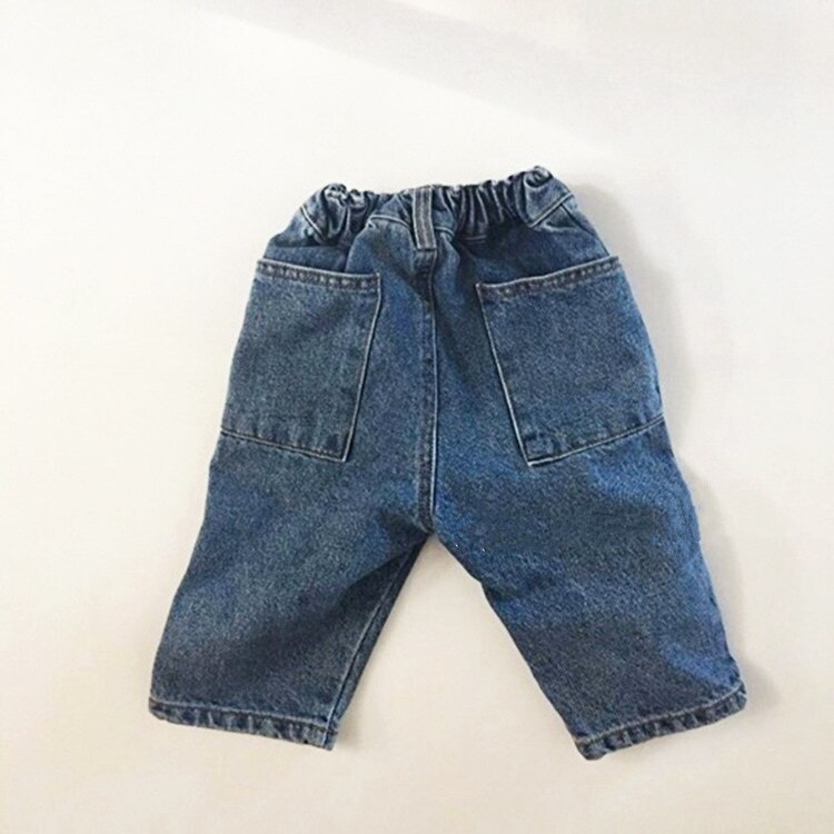 Tidig #39 barnkläder pojkar och flickor i mitten av midjan fram och bak stora fickor jeans i västerländsk stil