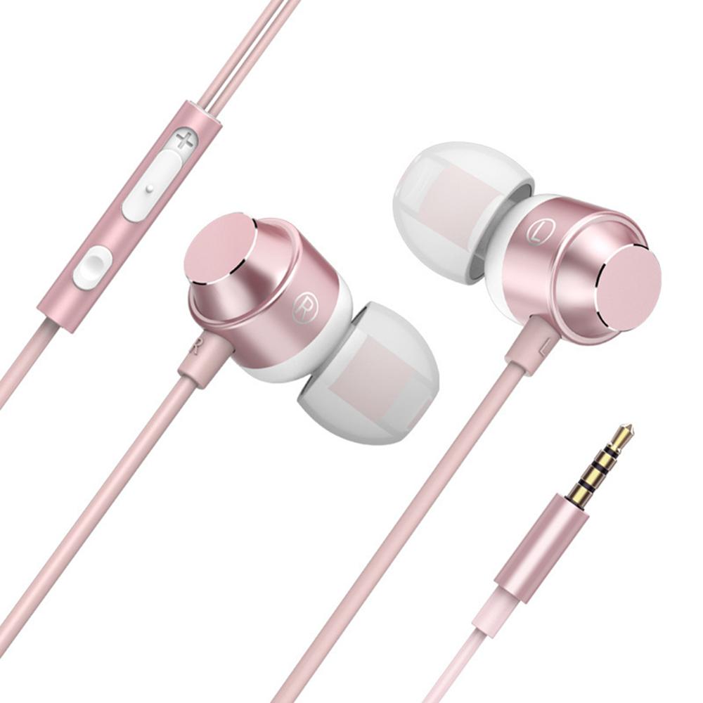 Erilles In-Ear 3.5 Mm Koptelefoon Metalen Magnetische Oortelefoon Met Microfoon Wired Stereo Oordopjes Subwoofer Koptelefoon Muziek Hifi Headset: Rose Gold