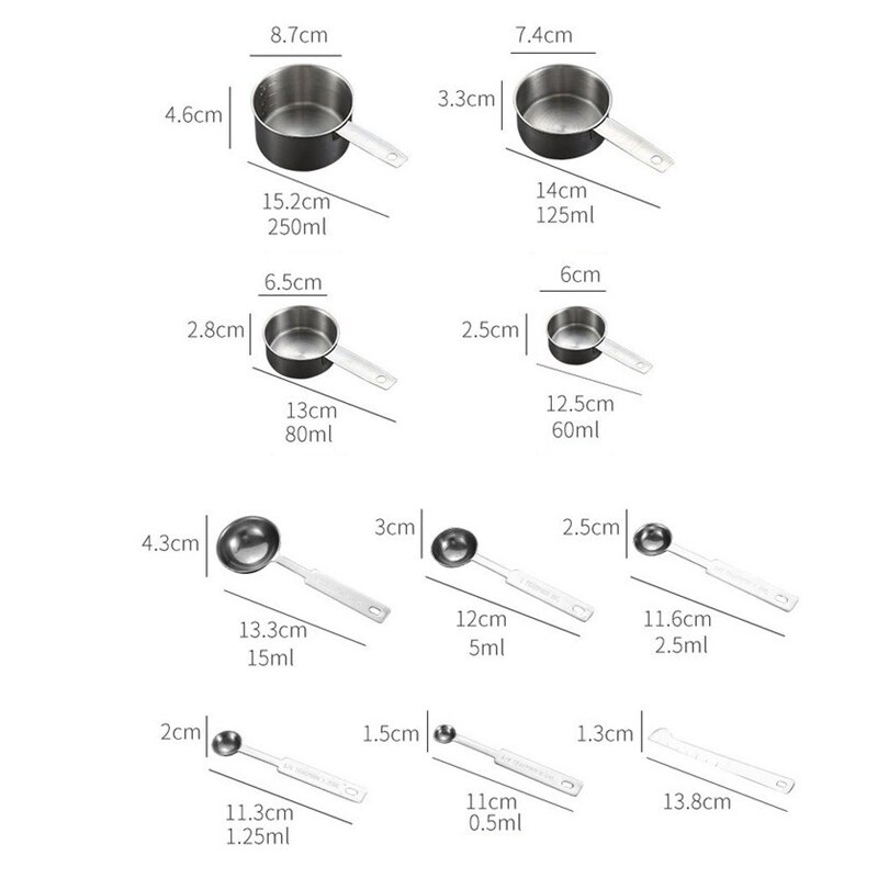 8/10/11Pcs Stainless Steel Measuring Cups and Spoons Set Baking Supplies Stackable Tablespoons Home Tools Kitchen Accessorie