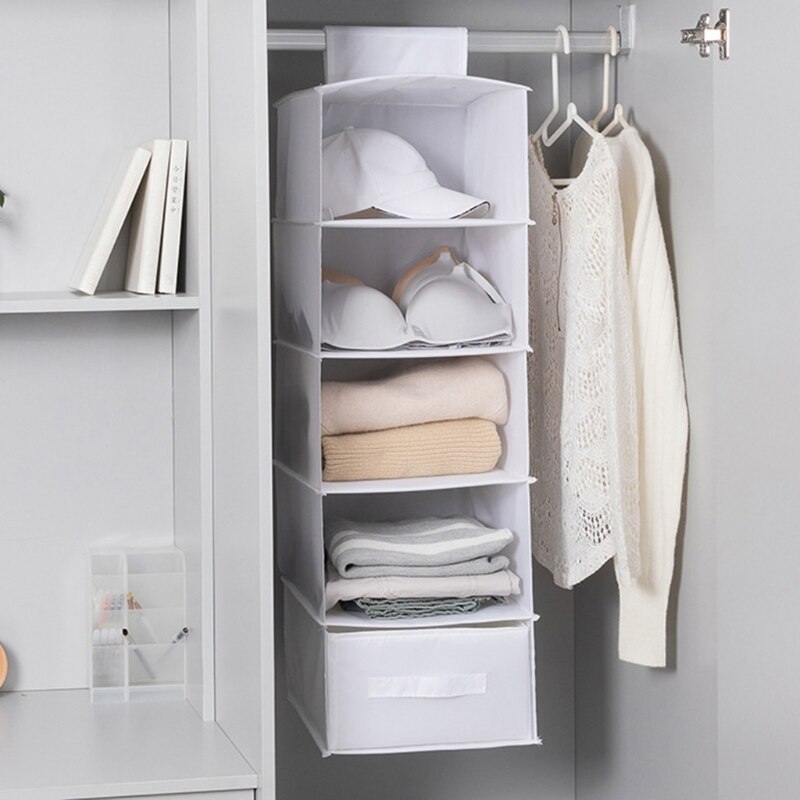 Organizador de armario colgante de 1/3/5 estantes, tela Oxford, plegable, estante de almacenamiento de ropa interior, bolso de mano, accesorios de armario