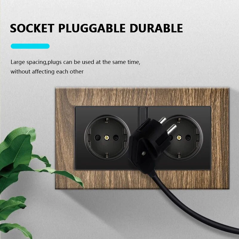 Interrupteur d'éclairage mural rétro grain de bois, prise de courant murale rapide de Type C 18W 220V, prise électrique européenne EU FR avec chargeur USB