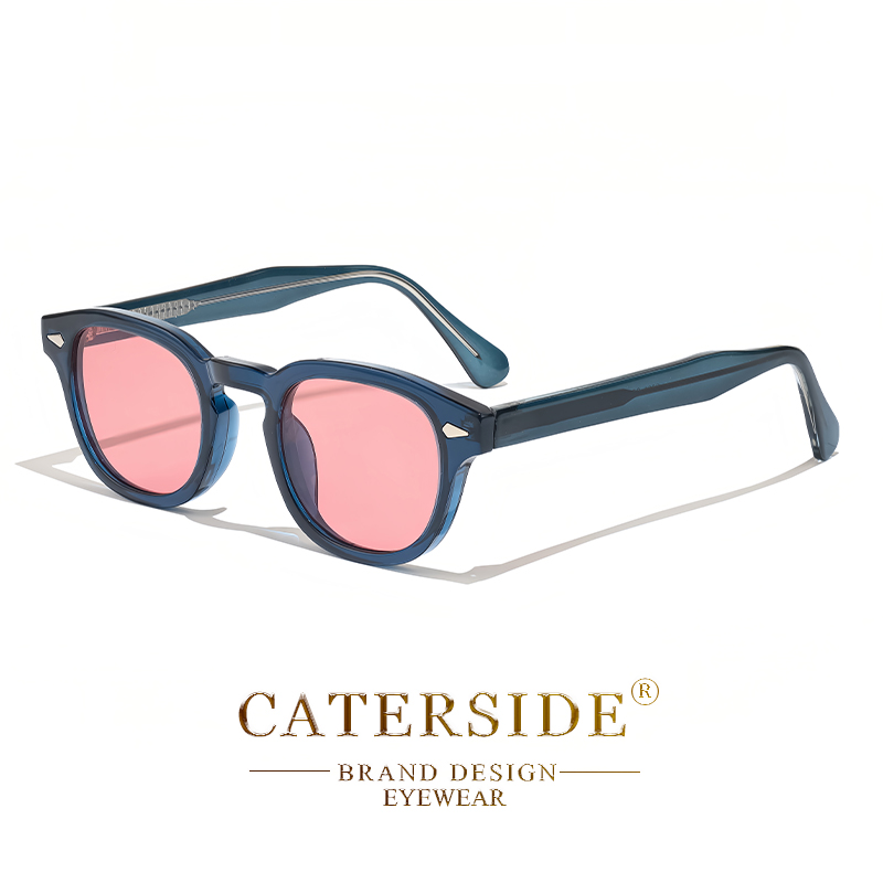 CATERSIDE, gafas de sol redondas Retro para hombre, gafas de sol Punk con Pin de ácido propiedónico, gafas de sol de lujo para mujer, gafas deportivas de ocio para UV400: Azul