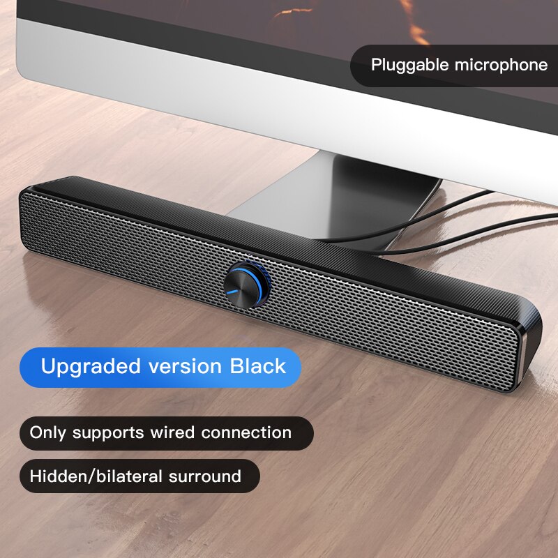 Bluetooth Computer Speaker USB Wired Powerful Bar Stereo Subwoofer Bass Speakers Surround Soundbar for PC Laptop TV Loudspeaker: wired can plug mic K
