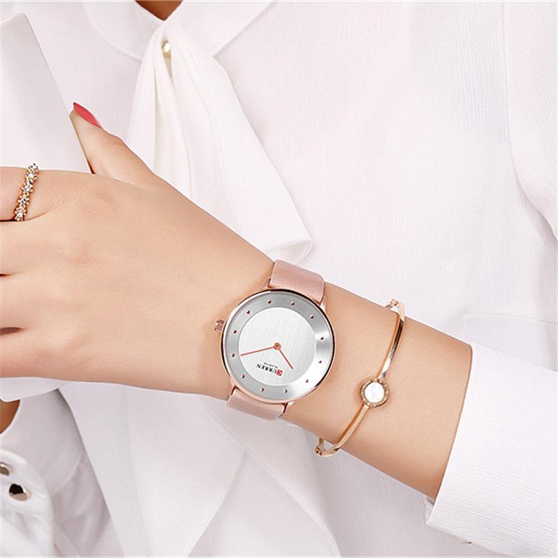 Mooie Vrouwen Quartz Horloges Slanke Mode Lederen Dames Polshorloge Reloj Mujer Curren Vrouwelijke Klok Voor Vrouwen