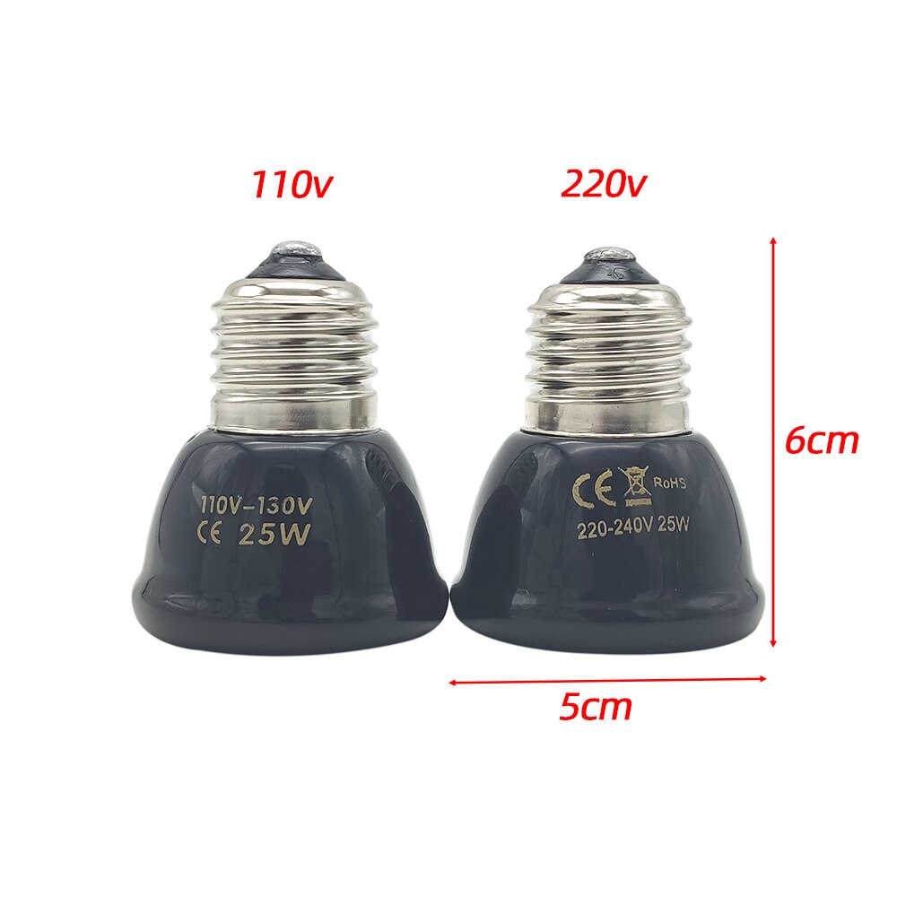 25W 50W 75W 100W E27 110~240V Pet Reptile Far Infrared Ceramic Heater Lamp Heat Emitter Light Bulb