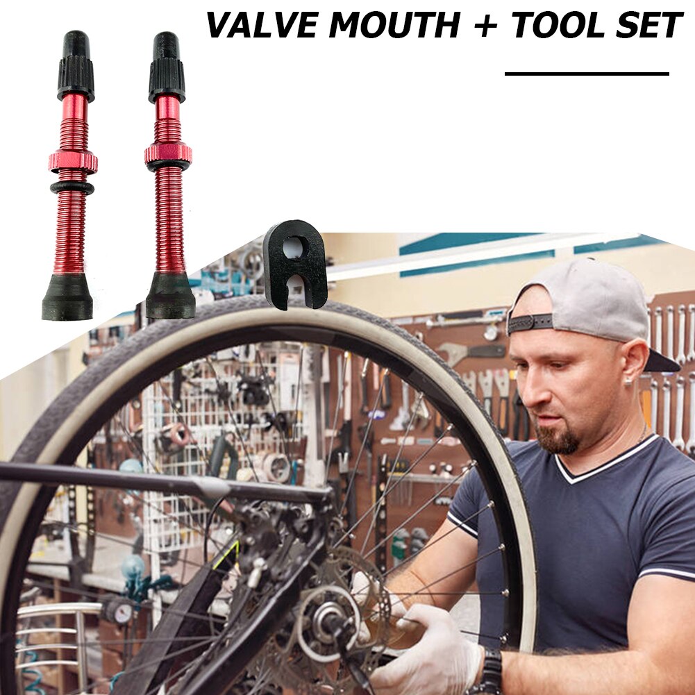 1 Pair 60mm Aluminum Alloy Stem French Presta Valve + Tool for MTB Road Mountain Bike Bicycle Tubeless Tire Tyre Accesories