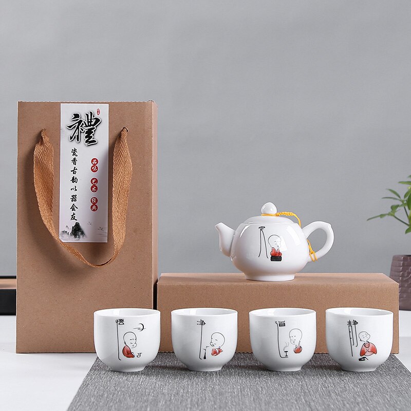 Utsökt handmålad keramisk teservis, porslin teservis, kung fu tekopp, resande tekanna kinesisk porslin tekopp set drinkware