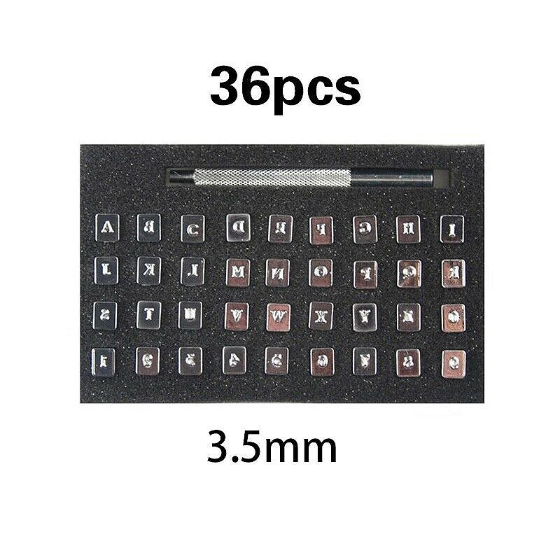 36pcs Letter Alphabet Numbers Leather Stamps Set Leather Stamping Punch + Staming Heads Tool For Leathercraft Work 3.5mm/6.5mm: 3.5mm