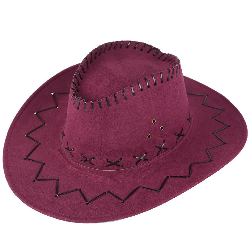 Unisex Men Women Cowboy Hat Wide Brim Solid Color Caps For Gentleman Casual Travel Fancy Party Male Female Cowgirl Hats Cap: Wine 