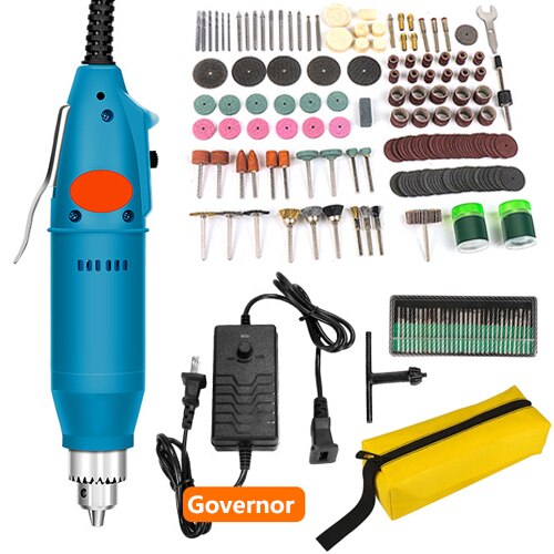 Mini taladro eléctrico de 110V/220V, herramienta rotativa de estilo Dremel con velocidad Variable positiva y negativa, herramientas eléctricas de molienda, bolígrafo grabador: Blue-161PCS