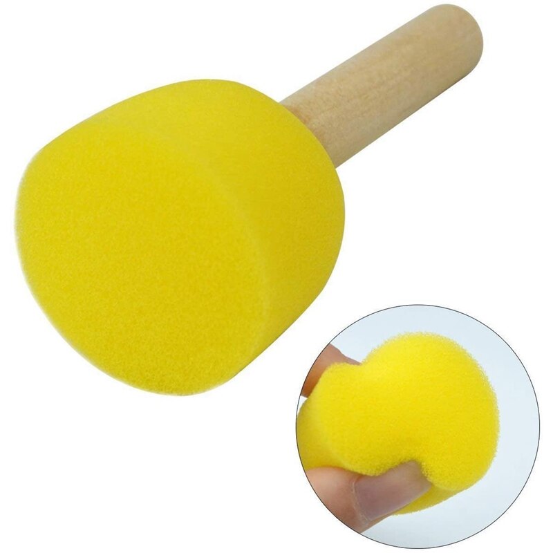 -48-Piece Round Sponge Brush Set-Children's Painting Tools-Sponge Painting Stippler Set 4 Sizes of DIY Painting Tools